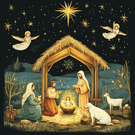 Crèche de Noël illuminée sous les étoiles